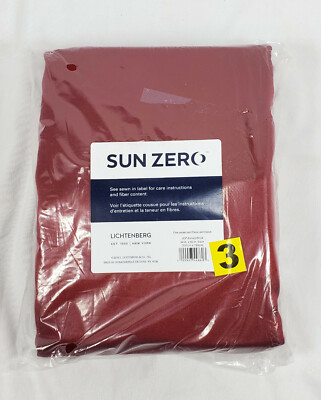 Sun Zero Brick Red Emory Room-Darkening Rod-Pocket Curtain Panel Pair, 54