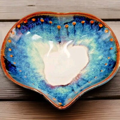 Original LAFE & BARB GARNÍER AZ Studio Pottery Art Heart Shaped Bowl-image
