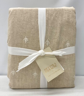 NEW Pottery Barn Deepika Padukone Embroidered FULL/QUEEN Duvet Cover~Neutral-image