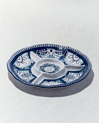 NEW TOMMY BAHAMA Chip Veggie Fruit Dip Platter Heavy Duty Large “MELAMINE”Blue-image