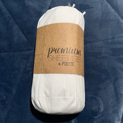 Premium 4 PC Queen Sheet Set  White Ultra soft Hypoallergenic-image