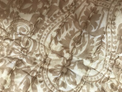 Set Of 2 Pottery Barn Silk Quilted Pillow Covers Shams Gold Patterned Standard-image