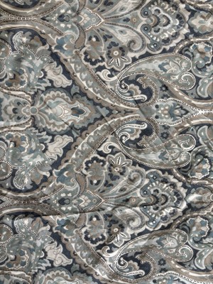 Pottery Barn Full Queen Duvet Cover Mackenna Paisley Blue Gray & 2 Standard Sham-image