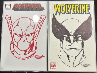 Set Of Deadpool & Wolverine Original Sketches On Blank Cover By Sajad Shah!-image
