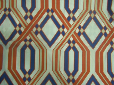 POTTERY BARN BECKS GEO PAPRIKA ORANGE & BLUE FULL / QUEEN DUVET COVER & 2 SHAMS-image