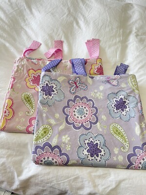 (2) Pottery Barn Kids Purple/Pink Butterfly Samantha Twin Duvet Covers-image