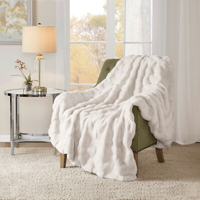 Madison Park Vivienne Luxury Faux Fur Throw 50