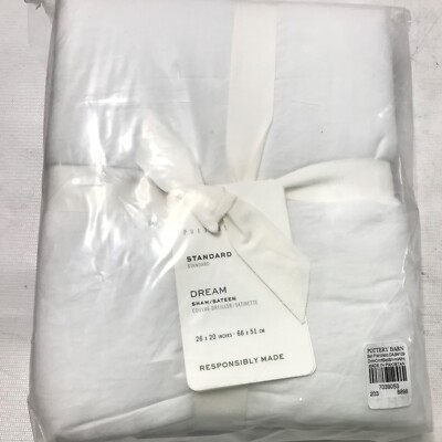 Pottery Barn Dream Sham Sateen Standard 26”x20” Sham White Solid New-image
