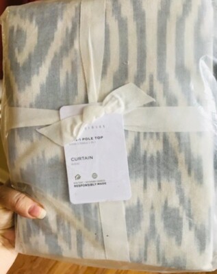 Pottery Barn Vega Ikat Drapes Set 2 Porcelain Blue 50x 108 Blackout Pair 🦩-image