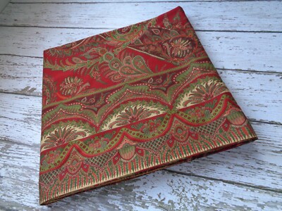 POTTERY BARN Caroline Paisley Duvet Cover Full Queen Red Green Cotton Sateen-image