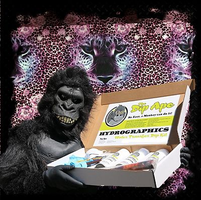 DIP APE LARGE RASPBERRY CHEETAH CAT & ROSE HYDROGRAPHIC WATER TRANSFER HYDRO KIT-image