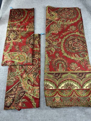 Pottery Barn Rosalie Duvet Cover Red King 2 Std Shams Floral Paisley 3pc Rare-image