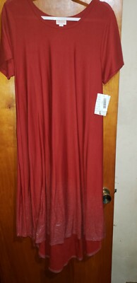 NEW Lularoe Elegant Collection Carly Dress Large Red w/Silver dipped-image