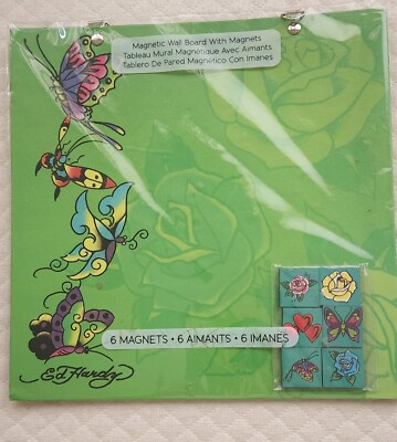 Ed Hardy Studio 18 Magnetic Wall Board w/ 6 Magnets. New, sealed! 10