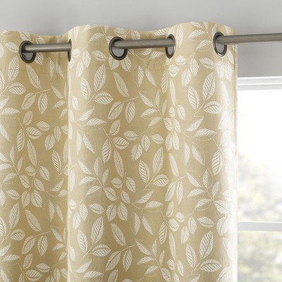 Satti Embroidered Leaf 100% Blackout Grommet Curtain Panel, 40