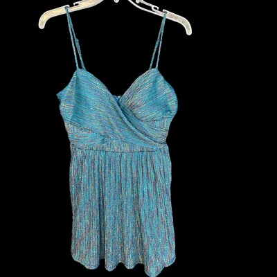 City Studio Mini Dress Juniors Sz 11 Metallic Pleated Shimmery Party Dress Fairy-image