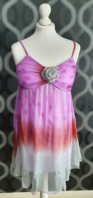 Purple & Grey Dip Dye Babydoll Style Summer Dress Size L-image