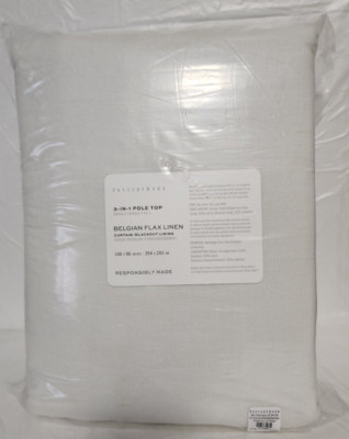 Pottery Barn 3in1 PoleTop Belgian Flax Linen Blackout Lining 1-Curtain 100x96Ivy-image