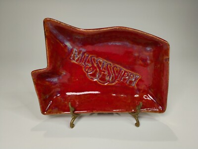 Studio Art Pottery Mississippi Shaped Dish Handmade By Jennie Hillman 9