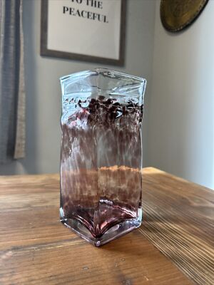 Margie's Garden Purple Handblown Art Glass Vase ooak unique studio handmade vase-image