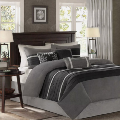 Palmer 7 Piece Comforter Set - Black and Gray - Cal King - ON SALE-image