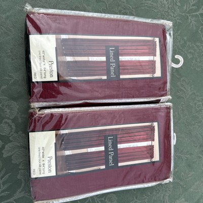 Preston Red Lined Curtain Panels Standard 84”x40” Polyester 2008-image