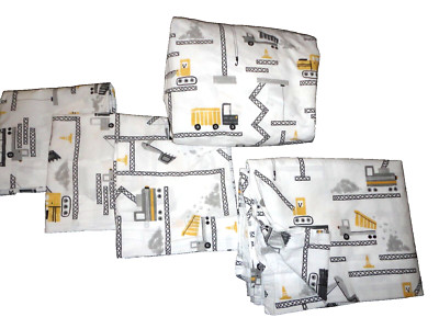 POTTERY BARN KIDS ETHAN ORGANIC CONSTRUCTION BULLDOZER TRUCKS 5P FULL SHEET SET-image