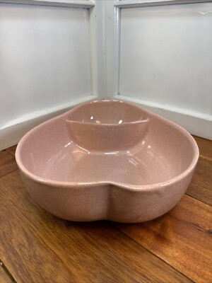 Poole Pottery Pear Divided Dish Pink Speckled MCM Vintage Chip & Dip  Large-image