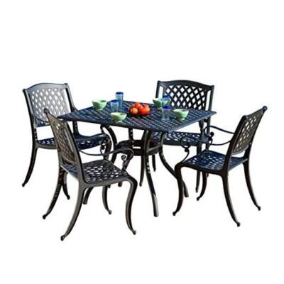  Hallandale Cast Aluminum Outdoor Dining Set, Black Sand 5-Pcs Set-image