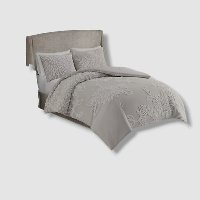 Madison Park Gray 3-Piece Tufted Floral Comforter Set King/Cal King-image