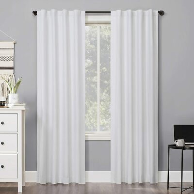 Sun Zero Cyrus Thermal 100% Blackout Back Tab Curtain Panel, White, 40
