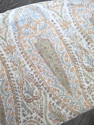 POTTERY BARN BLYTHE Duvet Cover Beige Blue Multi Paisley Organic Cotton Fu/Queen-image
