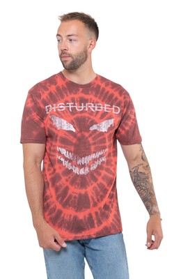 Disturbed T Shirt Scary Face Band Logo new Official Unisex Dip Dye Red Unisex-image