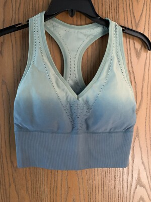 VS PINK Victoria's Secret Sports Bra Sea Salt Green Blue Dip Dye NWT Large-image