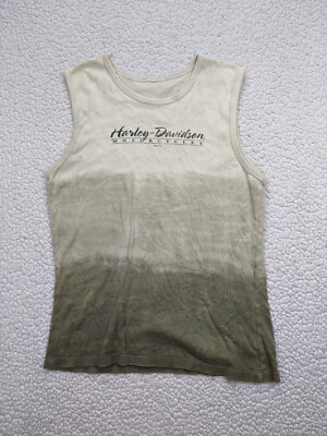 Harley Davidson Mens S Gray Dip Fade Tank Top Spellout Ocean City MD-image