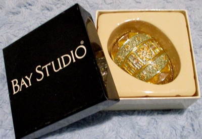 Bay Studio Enamel Gold-Tone Easter Egg Magnetic Trinket Box VGC-image