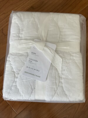 Pottery Barn Cocoon Voile Quilted EURO Sham -White(ivory)NEW-image