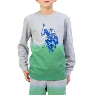 U.S. Polo Assn. Boy Dip Dye Green Crewneck Pullover Sweatshirt SZ XL (14/16) NEW-image
