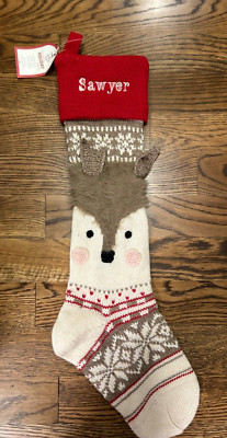 Pottery Barn Kids Classic Natural Fair Isle Christmas Stocking Sawyer NWT-image
