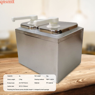 Large Capacity Head Sauce Pump Squeeze Condiment Dispenser Stainless Steel 4L-image