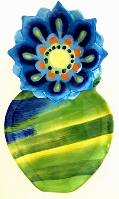 Ceramic Serving Tray with Attached Dip Bowl Grasslands Road 11