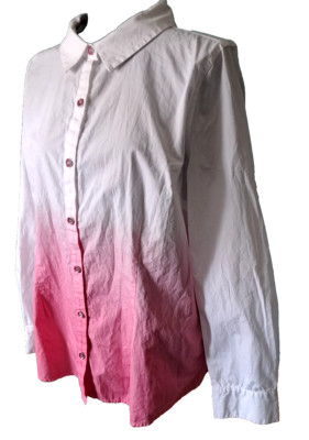 NWT  LARGE Isaac Mizrahi Live! Dip Dye Button Front Woven Shirt-image