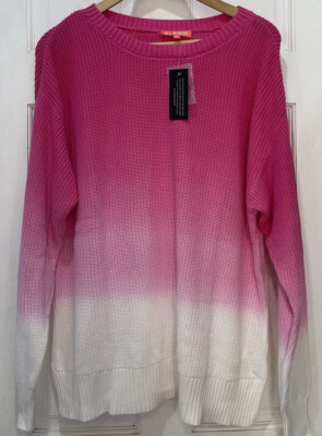 All Worthy Hunter McGrady Pink Dip-Dye Ombré Shaker Sweater Large-image