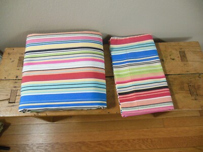 Pottery Barn Twin Striped Duvet Cover & Standard Sham Bright Red Blue Orange-image