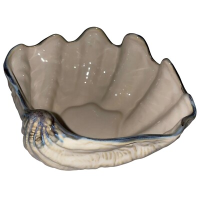 Pottery Barn “Under the Sea” Ceramic Oyster/Clam Shell Bowls 7.5” Oyster Bar EC-image