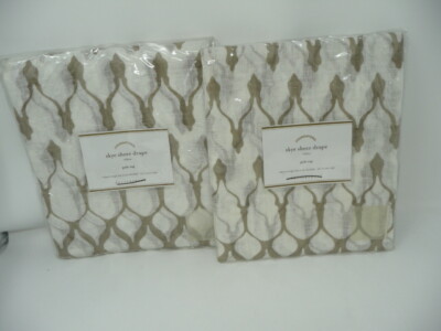 Pottery Barn Skye Linen SHEER 50x96 Drape Curtain Taupe-image