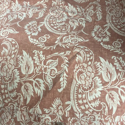 Pottery Barn King Linen/ Cotton Duvet Cover Coral/ White-image