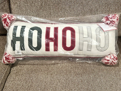 NEW Pottery Barn Kids Ho Ho Ho Lumbar Holiday Christmas Pillow, 26