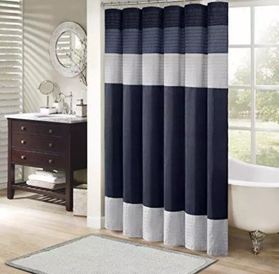 Madison Park Amherst Bathroom Shower Curtain Faux Silk Pieced Striped Modern-image