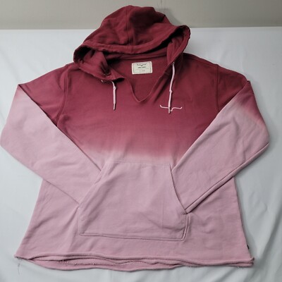 Kimes Ranch Ombre Hoodie Western Raw Hem Pink Red XL 1 Tiny stain see photo-image